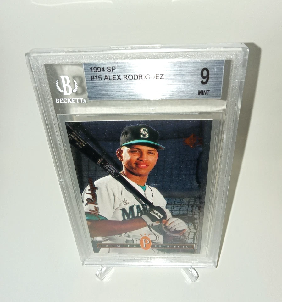 Tarjeta de aluminio Beckett 9 Prospects 1994 rara de novato con cubierta superior Alex Rodriguez #15 Foto 2 de 4