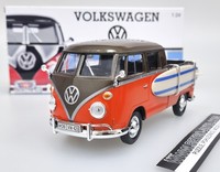 Volkswagen T1 Pick Up Mit Surfbrett - Orange/Braun Motormax 1:24