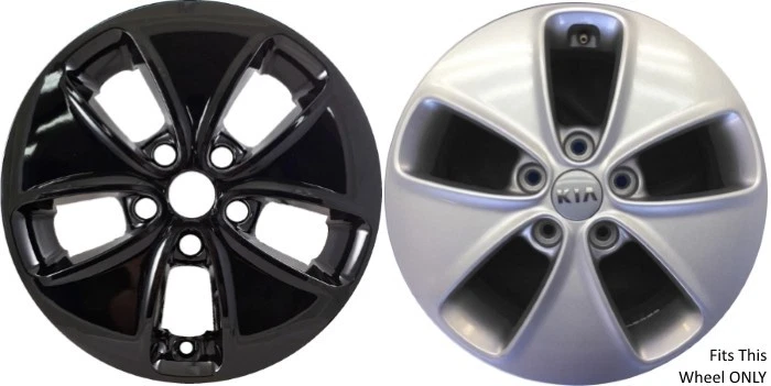 One Wheel Skin Cover Fits 2014-2016 Kia Soul 16" Gloss Black 5 Flared Spoke Foto 2 de 3