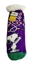 Peanuts Snoopy Women  s Sherpa Lined Socks 1 Pair Non-Slip One Size Fits Most