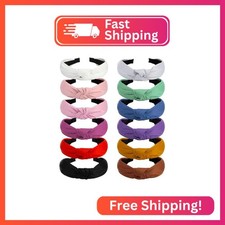 VELSCRUN 12 Pack Satin Headbands for Women Non Slip Wide Knotted Black White Hea
