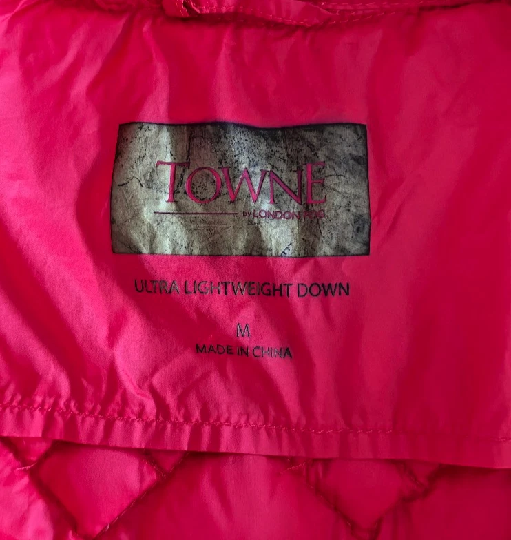 Towne by London Fog Lightweight Packable Down Jacket Womens Size Medium Red - Image 4 of 4