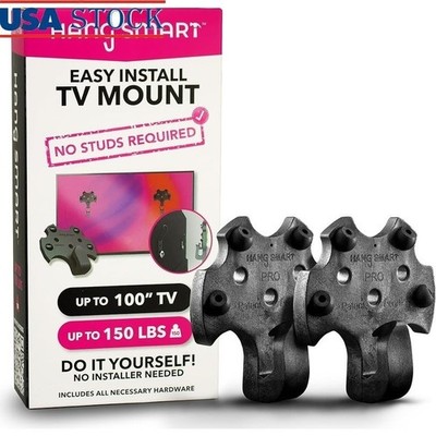 No-Stud TV Wall Mount Universal Fit Fixed Install Easy DIY Renters 19-100 inches