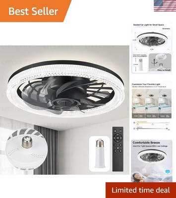Socket Ceiling Fan Light - Dimmable Brightness & Compact Design for Small Spaces