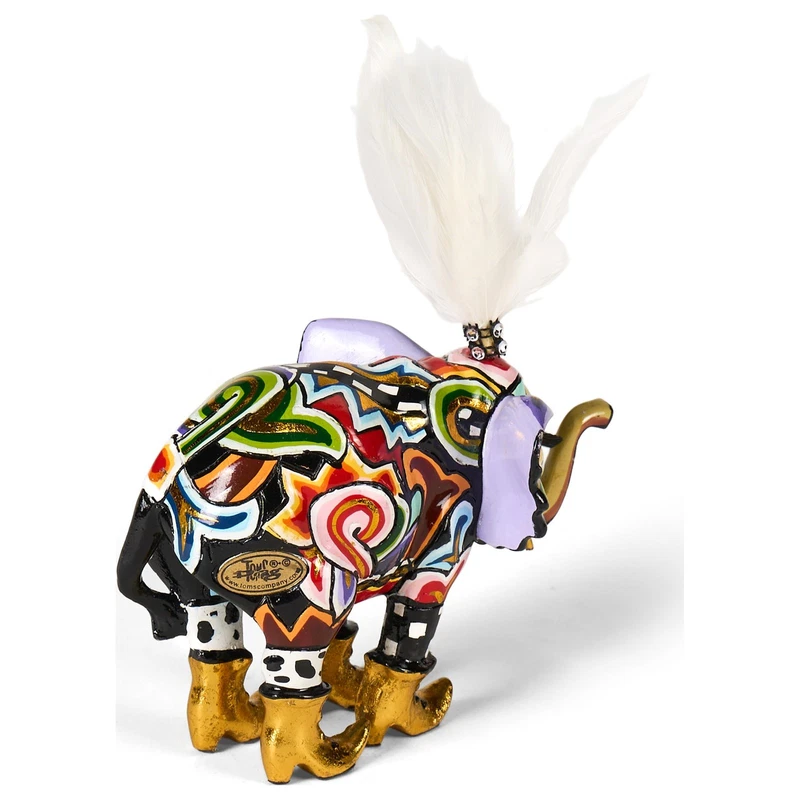 ELEFANTE Statua Scultura Tom's Drag 3000 Tuffi 14 cm Piume Pop Art Portafortuna, fotografia 7 di 9