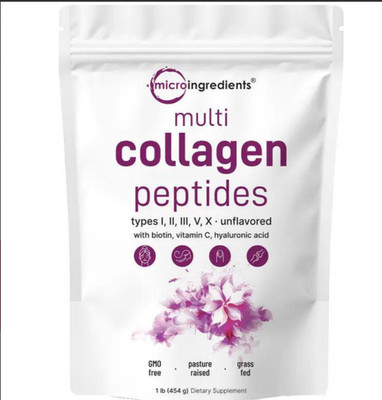 Micro Ingredients Multi Collagen Peptides Powder   Types I,II,III,V,X, 1lb