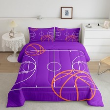 Basketball Comforter Set Basketball Court Bedding Set Purple Comforter for Me...