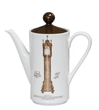Mitterteich Porzellan Coffee Tea Pot With Brown Lid & Clock Design