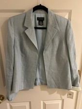 Linen Blazer Jacket Light Blue Bloomingdale's Sutton Studio Brand New