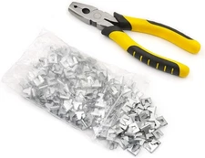 Wire Cage Buckle Clips Pliers with 300pcs Wire Cage Building Clips Snap Plier...