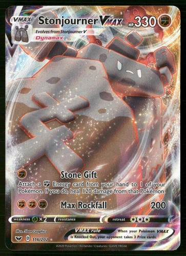 Pokemon Stonjourner VMAX Sword & Shield Holo 116/202 VMAX Rare Near Mint