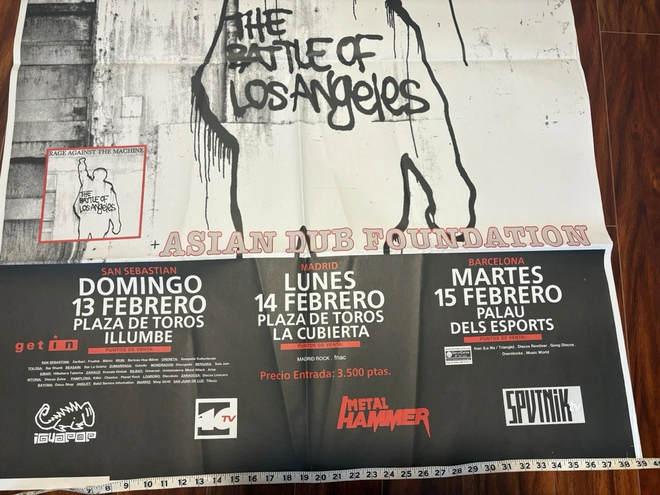 Large Rage Against The Machine Spain Tour Poster 2000 54” X 39” 90’s Grunge - Image 2 of 4