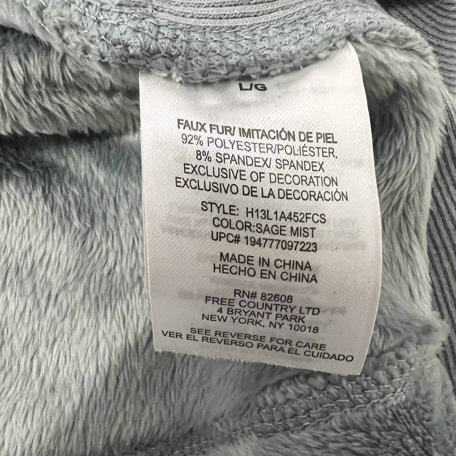 Free Country Womens Plush Butter Pile Jacket Sage Mist Pockets Soft & Cozy Large