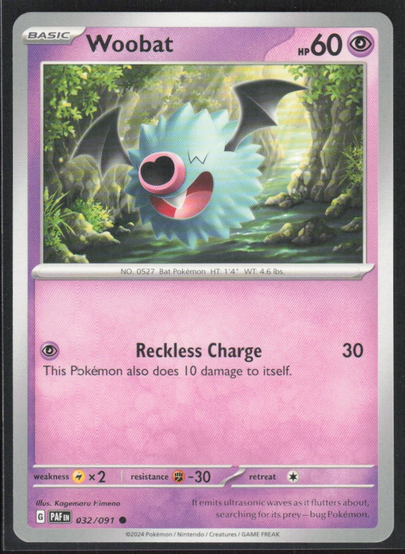 2024 Scarlet & Violet Series - Paldean Fates Woobat Common #32