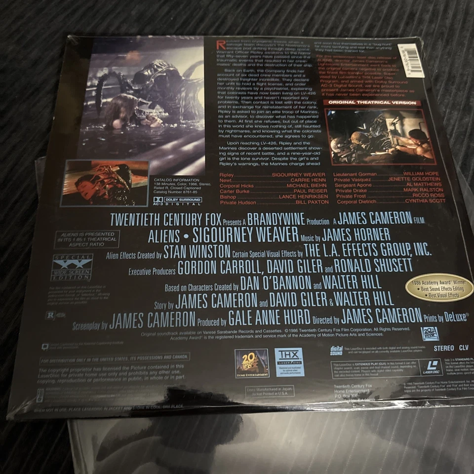 New Aliens Laserdisc Widescreen Edition THX Dolby Surround Gatefold SEALED 1995 - Image 2 of 4