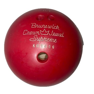Brunswick Crown Jewel Supreme Vintage 1980 s Bowling Ball Red 10lb 7oz Drilled