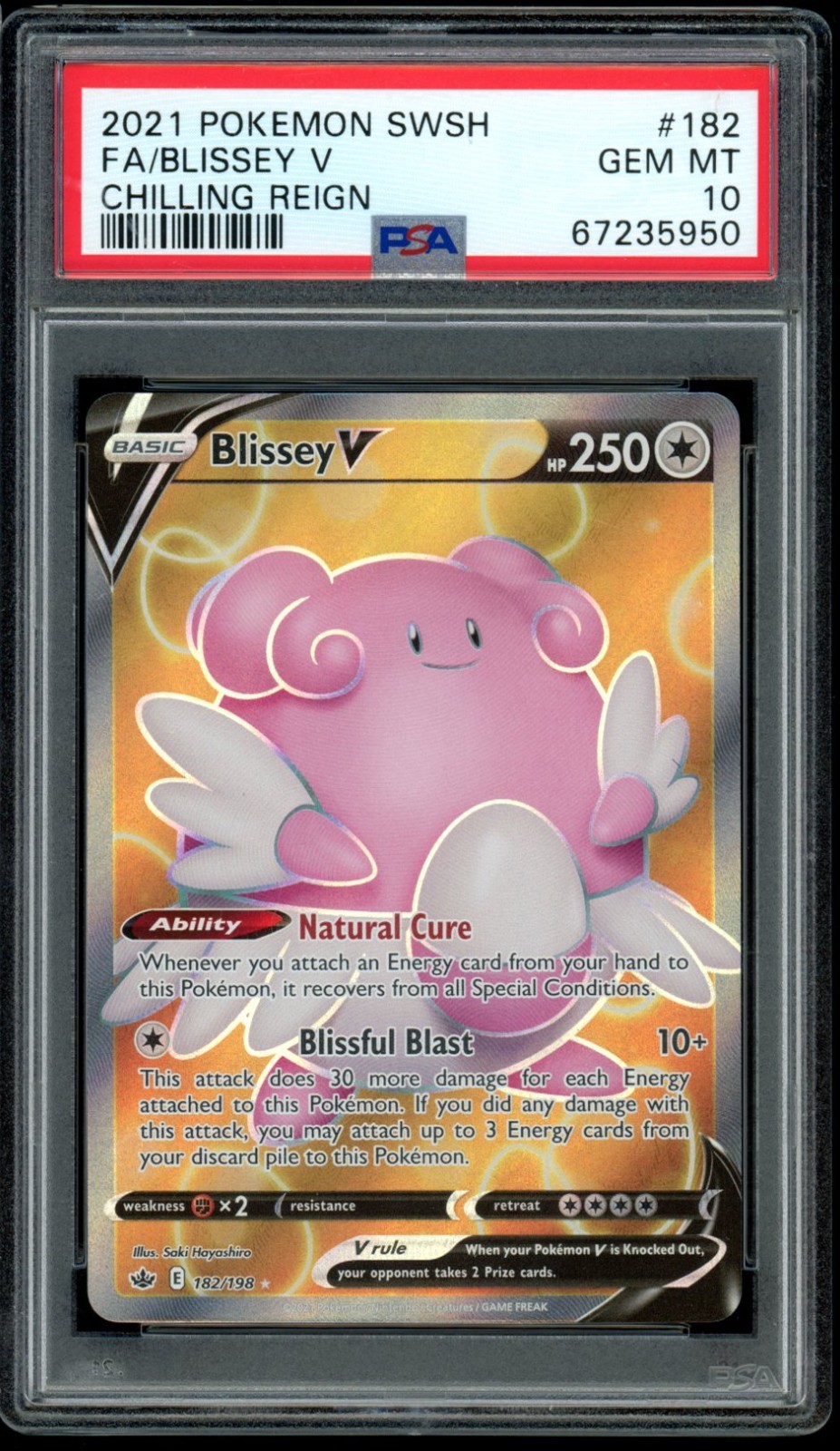 2021 Pokemon Chilling Reign #182 Blissey V Full ART PSA 10 Gem Mint