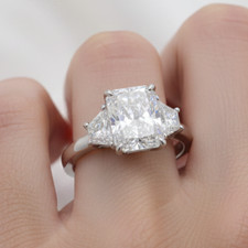 4.60 Carat Platinum Radiant Cut Lab Grown Diamond Ring IGI Certified