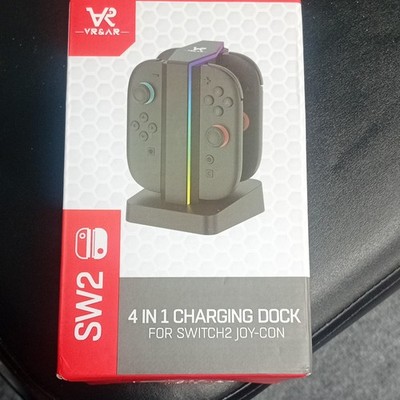 VR&AR SW2 4-in-1 Charging Dock for Nintendo Switch 2 Joy-Con USB-C RGB Gray