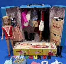 Vintage Bathing Suit Skipper Barbie's Sister Blue Vinyl Travel Case Wardrobe