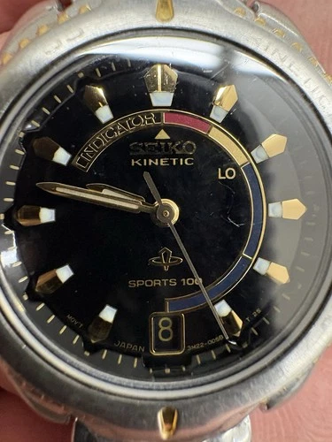 Vintage Used Ladies Seiko 3M22-0B99 Kinetic Sports 100 WORKS! MAKE OFFER!!!