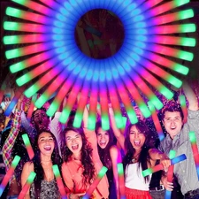 50-200 Pcs LED Foam Glow Sticks Bulk Glow in the Dark Flashing Party Supplies