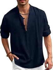 Men's Casual Solid Long Sleeve Shirt With Button Design, Men's Clothes