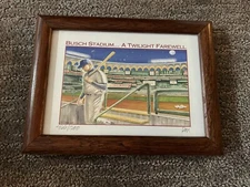 VTG ARTWORK OF BUSCH STADIUM #466 0F1200 FRAMED UNDERGLASS BY DAN MARTIN 2005