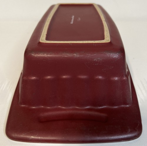 KitchenAid 1 Quart Loaf Bread Pan Casserole Dish Ceramic Stoneware Maroon Cream - Picture 7 of 7