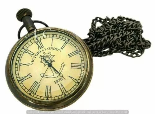 Brass Pocket Watch Victorian London 1876 Vintage Antique Handmade Pocket Watch.