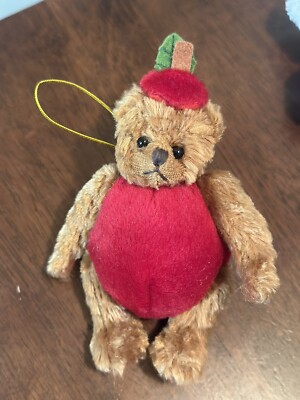 Bearington Miniature Christmas Ornament Limited Edition Plush Bear 3  Apple Bear