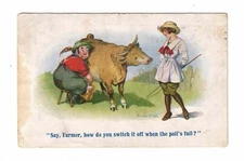 Vintage Postcard c1920 - "Say, Farmer..." Pub. Inter-Art Co. Comique Series 2552