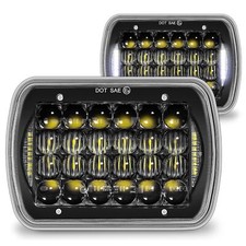 TRUE MODS 7x6 5x7 H6054 Black LED Headlights H4 2B1 Sealed Beam Replacement H...