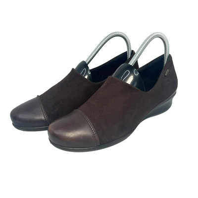 Ecco Felicia GTX Goretex Loafers Slip On Wedge Shoes Business Brown Women 8-8.5