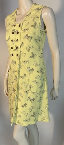 1970s True Vintage Funky Fun 2 Piece Yellow Novelty Bufferfly Dress Shorts Set S - Picture 5 of 12