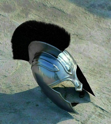 Achilles Troja Helm Mittelalter Ritter Kreuzritter Spartaner mit Feder Innend...