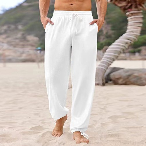 Mens Casual Harem Pants Straight Loose Drawstring Wide Leg Yoga Gym
