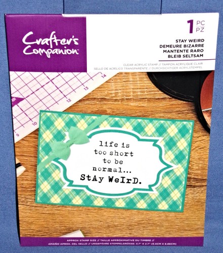 Crafters Companion Stay Weird Clear Acrylic Stamp Funny Cute Silly Saying New - Picture 4 of 4
