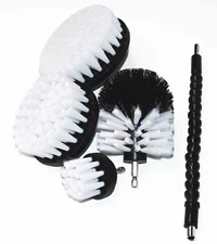 White Soft Bristle Drill Brush Set - 5 Pack Assorted Size + Super Bit Extension