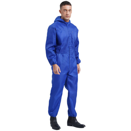 Mens Coverall Flame Jumpsuit Resistant Hooded Mechanic Dungarees Halloween Work - Picture 31 of 50
