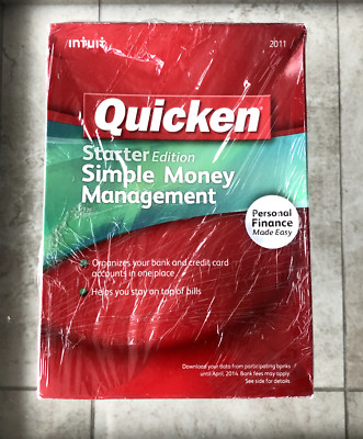 Intuit Quicken Starter Edition 2011 Windows XP/Vista/ 7/8 NOT for Win 10 or 11