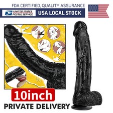 10" Huge Thick Realistic Dildo Cock with Balls Hands-Free Suction Cup G-spot Sex
