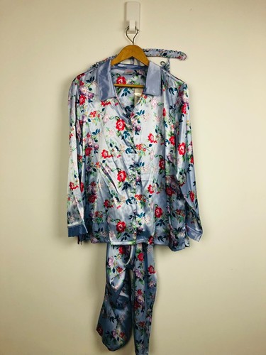 NEW Enchanting Women's 3 Piece Pajama Sleep Set Pants Tank Button Down Shirt XL