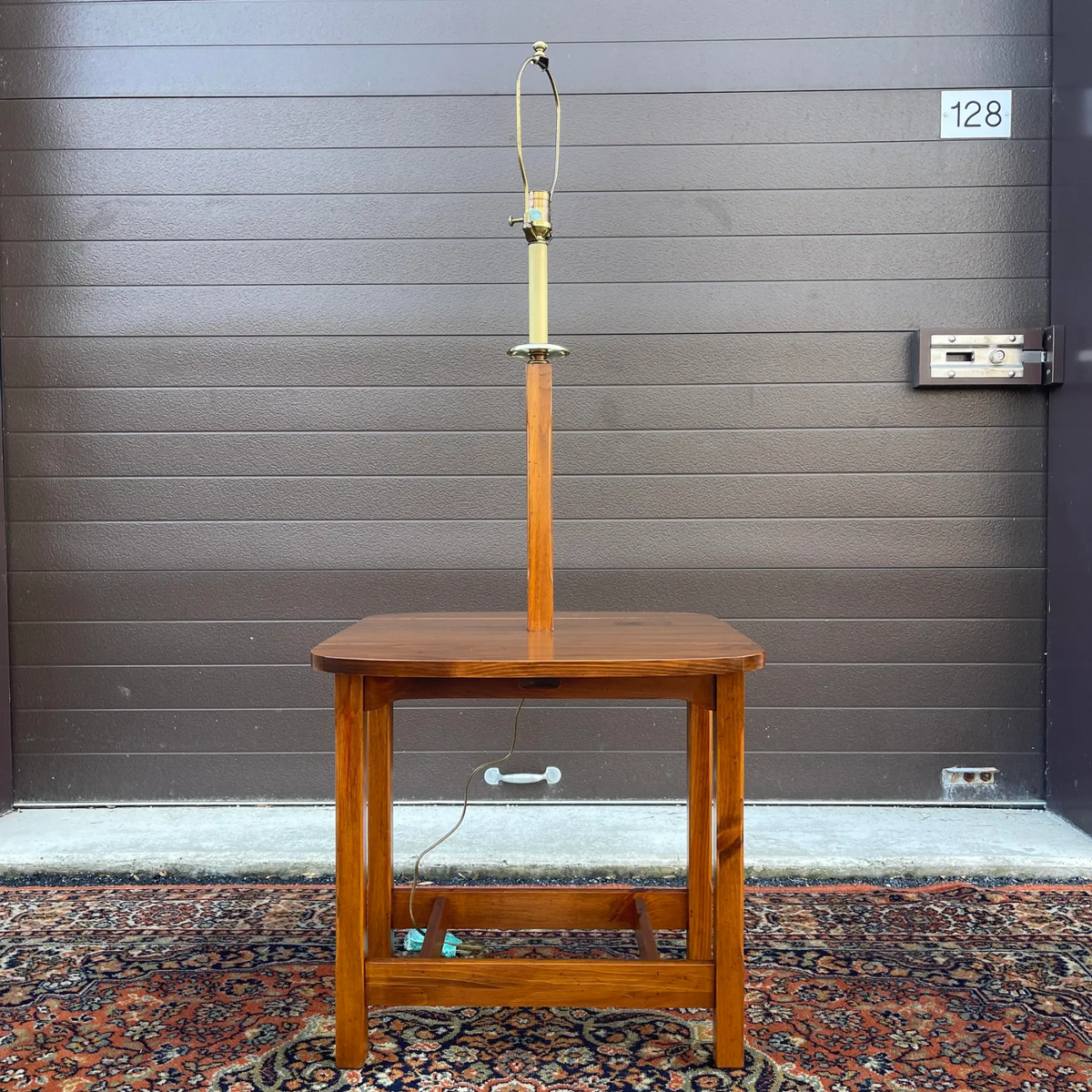 Rustic Magazine Rack Table Lamp Combination Transitional Brass