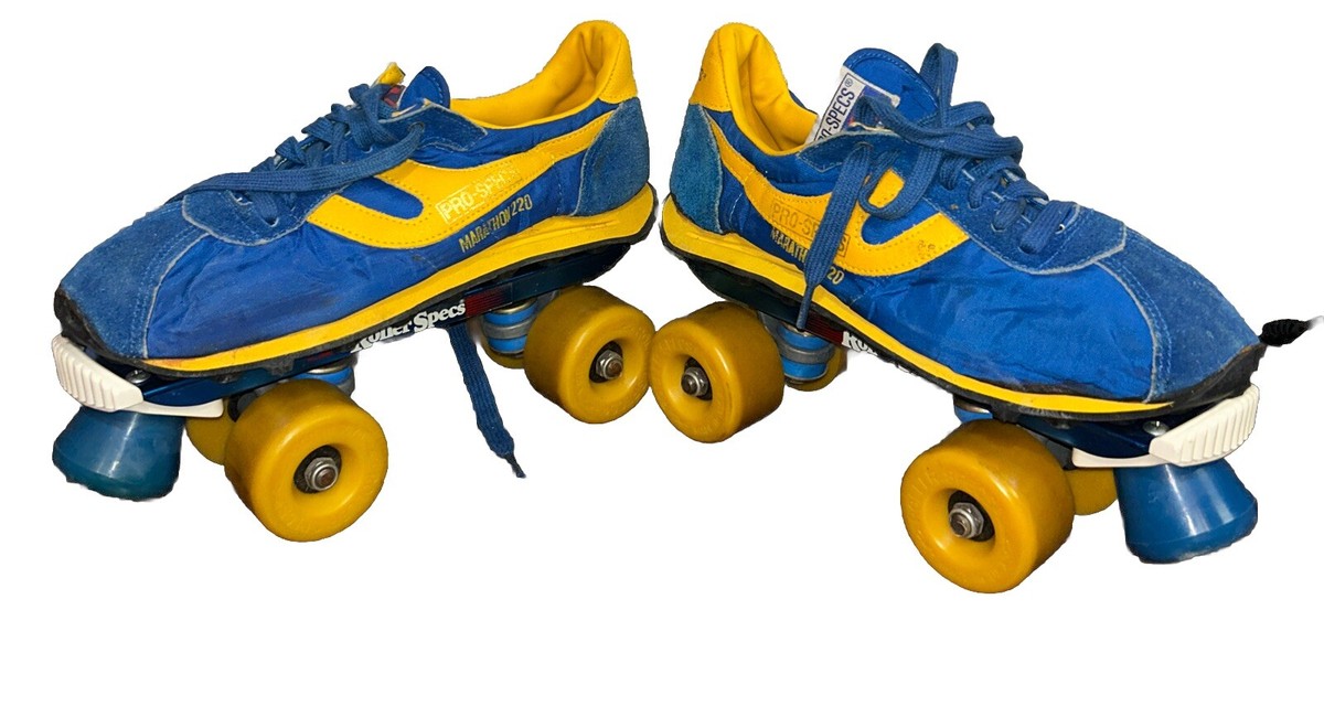 VINTAGE Roller SKATES Pro Specs Blue/Yellow Sneaker SIZE 9 MEN 11