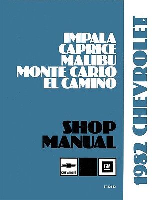 1982 Chevy Body Repair Manual 82 El Camino Monte Carlo Impala Caprice Chevrolet