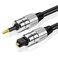 Mini Toslink to Toslink Digital Optical Audio Cable 15 Ft Connector Adapter Wire