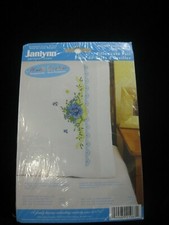 Janlynn Stamped Cross Stitch Pillowcase Pair perfect Pansies NEW  1774