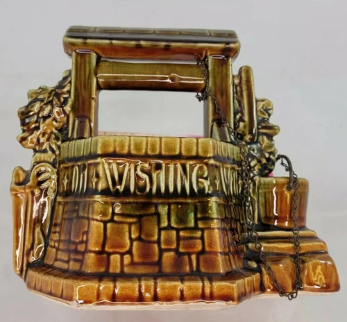 Vintage McCoy Pottery Wishing Well Planter With Original Chain