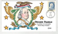 COLLINS HANDPAINTED CLASSIC US STAMPS 1800s REDRAWN 5079B BENJAMIN FRANKLIN